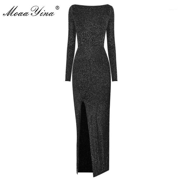 moaayina fashion designer dress spring women's dress long sleeve lurex package buttocks split party dresses1, Black;gray
moaayina fashion designer dress spring women's dress long sleeve lurex package buttocks split party dresses1, Black;gray