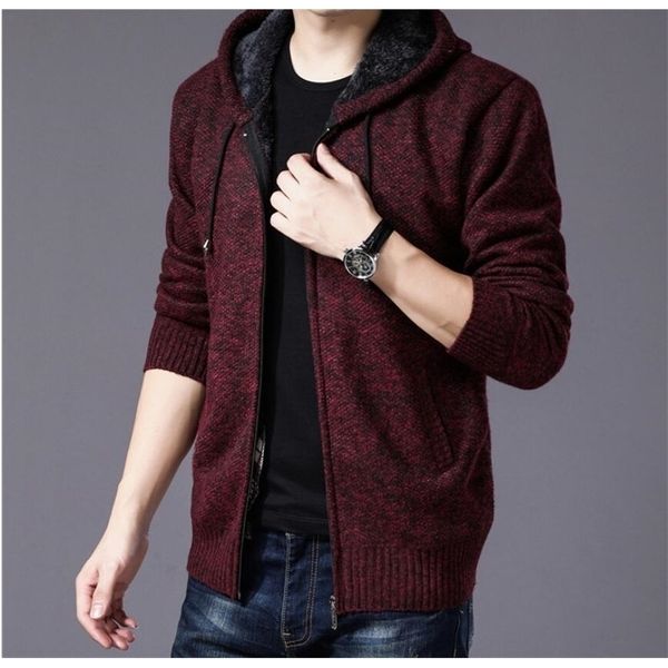 autumn winter thick warm hooded wool sweater cardigan jumpers zipper fleece coat men's sweater coat 201022, White;black
autumn winter thick warm hooded wool sweater cardigan jumpers zipper fleece coat men's sweater coat 201022, White;black