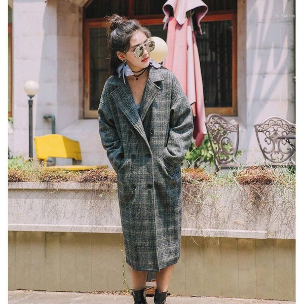 women's wool & blends korean basic classic loose double breasted gray long overcoat woolen cocoon coat women 2021 autumn winter, Black
women's wool & blends korean basic classic loose double breasted gray long overcoat woolen cocoon coat women 2021 autumn winter, Black