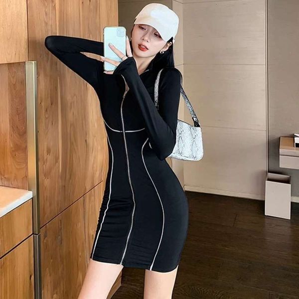 big fall style goddess chest reflective zipper cardigan slim fit buttock dress, Black;gray
big fall style goddess chest reflective zipper cardigan slim fit buttock dress, Black;gray