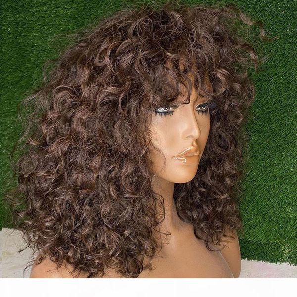 indian chocolate brown natural curly lace front human hair wigs with baby hair 180density fringe 360 lace wigs with bangs remy full lace, Black
indian chocolate brown natural curly lace front human hair wigs with baby hair 180density fringe 360 lace wigs with bangs remy full lace, Black