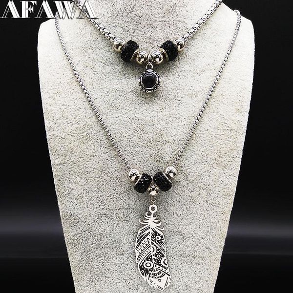 pendant necklaces 2021 feather crystal stainless steel statement necklace women double layer silver color jewerly collier femme n19584
pendant necklaces 2021 feather crystal stainless steel statement necklace women double layer silver color jewerly collier femme n19584