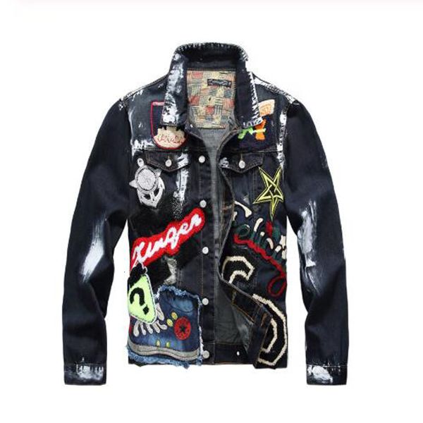 2021 new men's male fashion casual badge patches painted blue black denim jacket trendy beauty patchwork long sleeve coat outerwear 9kg, Black;brown
2021 new men's male fashion casual badge patches painted blue black denim jacket trendy beauty patchwork long sleeve coat outerwear 9kg, Black;brown