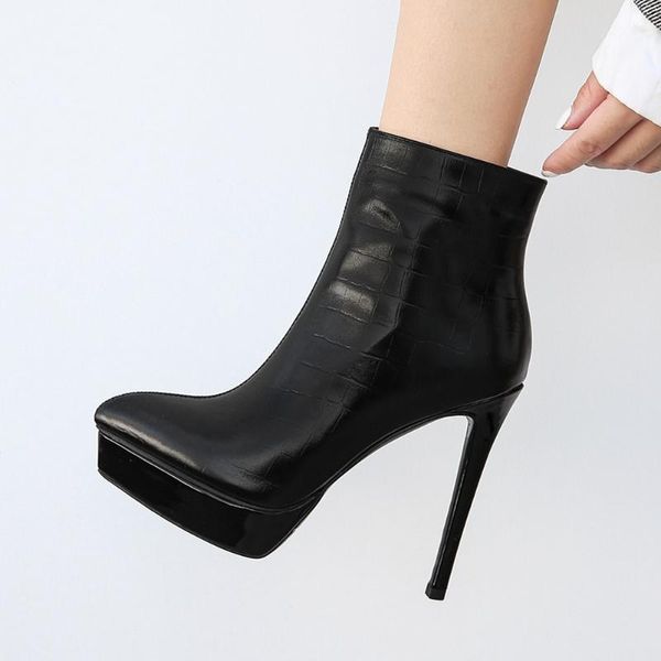 boots ribetrini genuine leather female high heels solid platform shoes ankle women elegant brand spring boots1, Black
boots ribetrini genuine leather female high heels solid platform shoes ankle women elegant brand spring boots1, Black