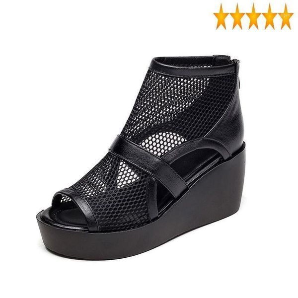 sandals summer wedges heel women mesh breathable peep toe hollow out high shoes casual genuine leather gladiator sandal1, Black
sandals summer wedges heel women mesh breathable peep toe hollow out high shoes casual genuine leather gladiator sandal1, Black