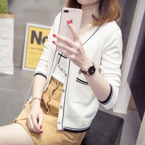 xxsv6 2020 women's knitwear knitted shirt coat coatcoat small cardigan new color matching autumn outerwear v-neck long sleeve sweater t, White;black
xxsv6 2020 women's knitwear knitted shirt coat coatcoat small cardigan new color matching autumn outerwear v-neck long sleeve sweater t, White;black