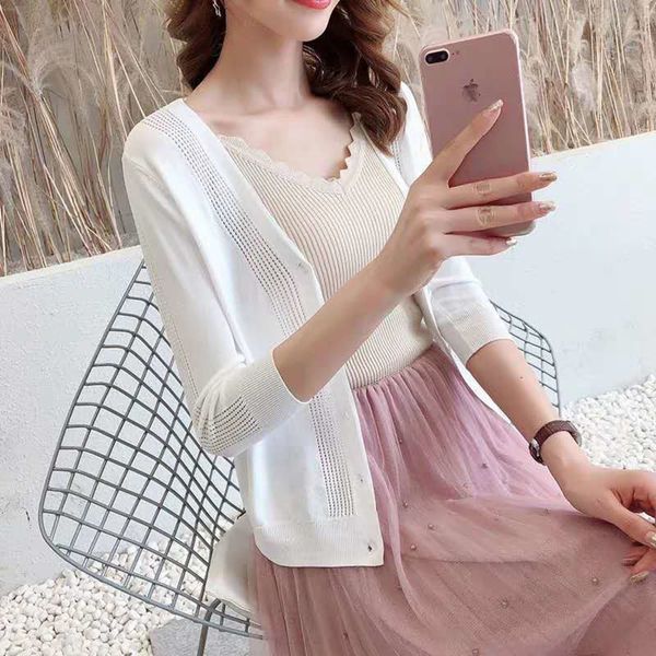 2020 summer new ice silk knitted cardigan women's net coat shirt air conditioning shirtred versatile thin air conditioning shirt shawl, White;black
2020 summer new ice silk knitted cardigan women's net coat shirt air conditioning shirtred versatile thin air conditioning shirt shawl, White;black