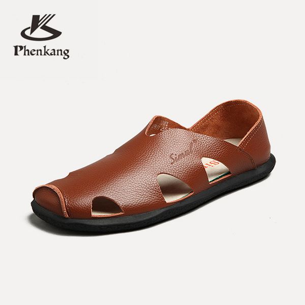 men genuine leather summer casual sandals shoes brown black beach leather leisure plate personality rome beach sandals phenkang t200420
men genuine leather summer casual sandals shoes brown black beach leather leisure plate personality rome beach sandals phenkang t200420