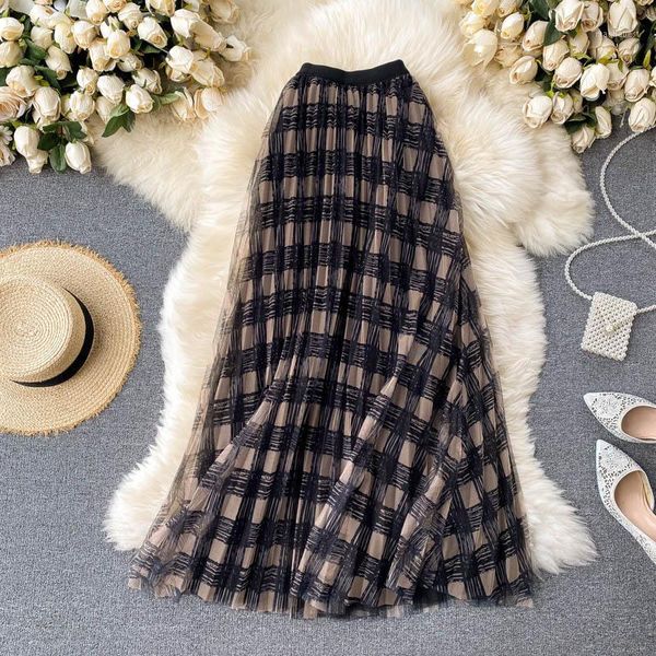 all-match women popular mesh skirt medium long high waist british elegant retro plaids mesh skirt1, Black
all-match women popular mesh skirt medium long high waist british elegant retro plaids mesh skirt1, Black