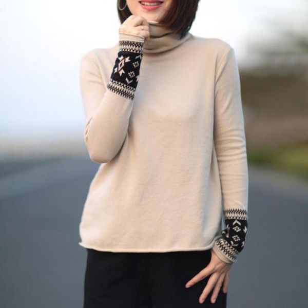 johnature casual turtleneck full sleeve pullovers flower sweater 2020 new clothes autumn/winter knitting women sweaters1, White;black
johnature casual turtleneck full sleeve pullovers flower sweater 2020 new clothes autumn/winter knitting women sweaters1, White;black
