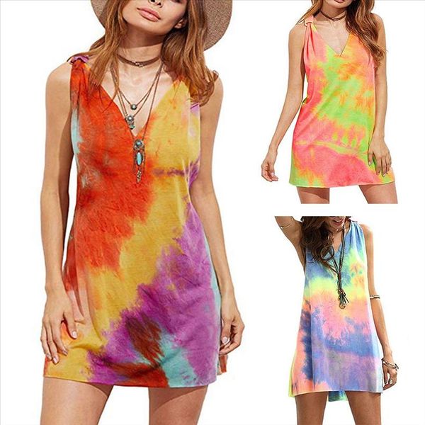 summer dress 2020 women tie dye v neck sleeveless cross back loose party beach mini dress tie dye female, Black;gray
summer dress 2020 women tie dye v neck sleeveless cross back loose party beach mini dress tie dye female, Black;gray
