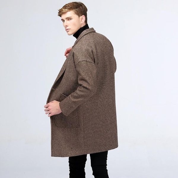 mens falling shoulder single button medium length windbreaker fashion slim wool blends casual lapel casaco masculino1, Black
mens falling shoulder single button medium length windbreaker fashion slim wool blends casual lapel casaco masculino1, Black