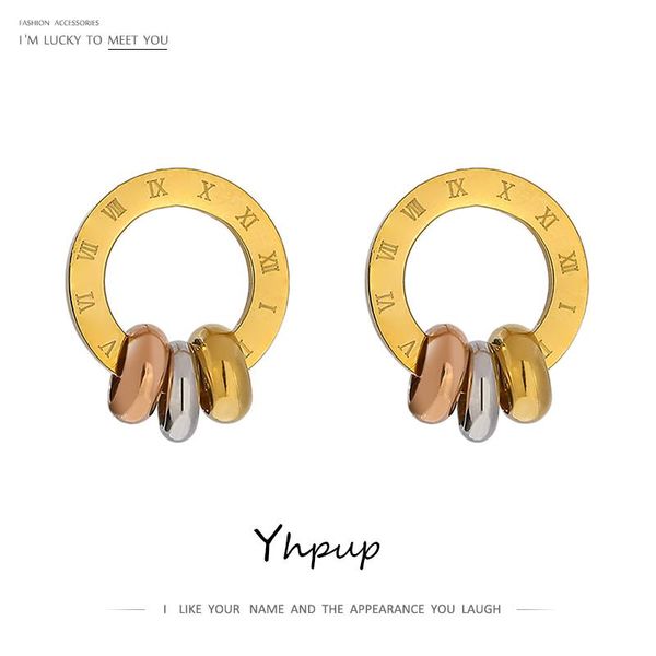 yhpup classic stainless steel stud earrings round brand roman numerals charm golden metal fashion earrings jewelry orecchini, Golden;silver
yhpup classic stainless steel stud earrings round brand roman numerals charm golden metal fashion earrings jewelry orecchini, Golden;silver