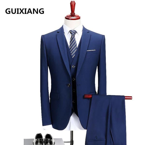 jacket+vest+pants) 2021 spring men suits fashion casual men's slim fit business wedding suit men wedding suit, White;black 
jacket+vest+pants) 2021 spring men suits fashion casual men's slim fit business wedding suit men wedding suit, White;black