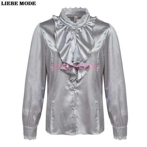 woman elegant ruffles button down blouse business mandarin collar shirt women korean style ladies formal clothes chemisier, White
woman elegant ruffles button down blouse business mandarin collar shirt women korean style ladies formal clothes chemisier, White
