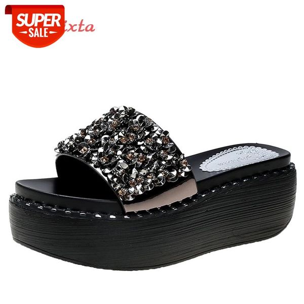 aphixta women bling slip on slippers 2020 new korean platform wedges shoes ladies summer flip flops rhinestone beach slides #zv5k, Black
aphixta women bling slip on slippers 2020 new korean platform wedges shoes ladies summer flip flops rhinestone beach slides #zv5k, Black