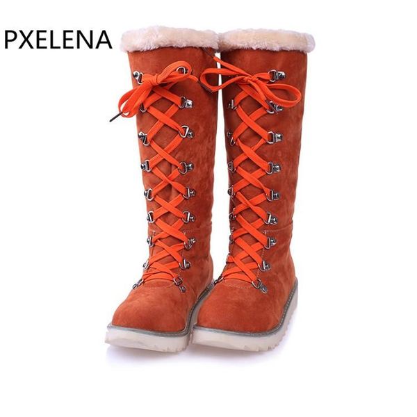 pxelena women mid calf snow boots lace up rivet thick fur shoes women winter flats boots plush warm shoes plus size 34-43, Black
pxelena women mid calf snow boots lace up rivet thick fur shoes women winter flats boots plush warm shoes plus size 34-43, Black