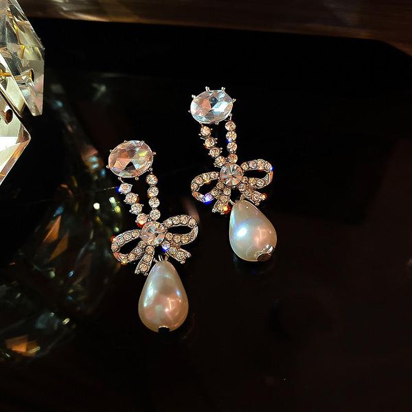 fyuan new style bowknot crystal dangle earrings for women pearl earrings weddings party jewelry accessories, Silver
fyuan new style bowknot crystal dangle earrings for women pearl earrings weddings party jewelry accessories, Silver