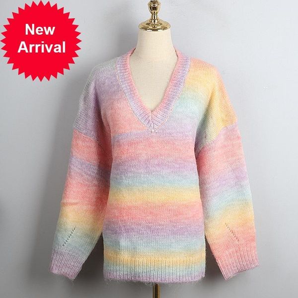 2021 new striped rainbow loose woman's nightgown wear winter sweet pink gradient christmas sweater clothes c6zc, White;black
2021 new striped rainbow loose woman's nightgown wear winter sweet pink gradient christmas sweater clothes c6zc, White;black