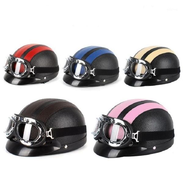 motorcycle helmet leather style vintage with goggles open face retro half helmet cruise chopper biker pilot dot1
motorcycle helmet leather style vintage with goggles open face retro half helmet cruise chopper biker pilot dot1