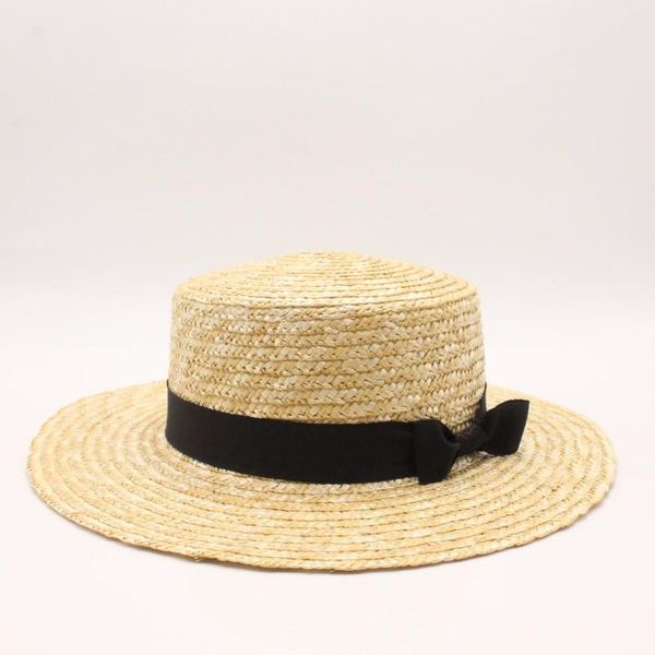 women natural wheat straw hat ribbon tie brim boater hat beach sun cap lady summer wide brim uv protect hats, Blue;gray
women natural wheat straw hat ribbon tie brim boater hat beach sun cap lady summer wide brim uv protect hats, Blue;gray