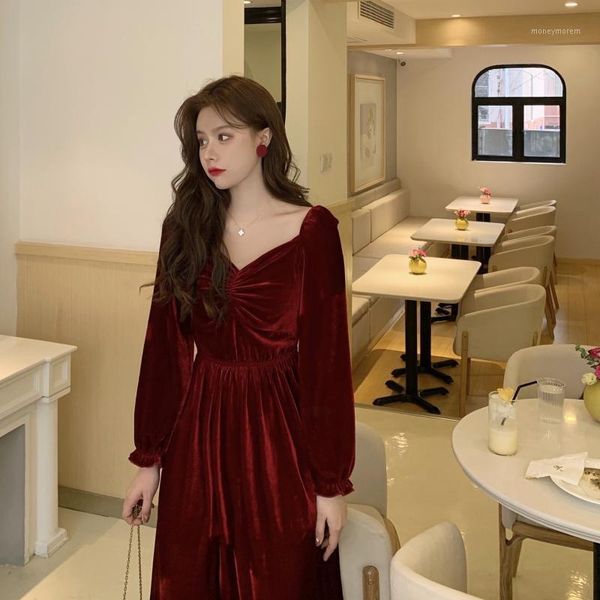 casual dresses women dress spring square collar long sleeve high waist pleated velvet wine red a-line vintage royal dresses1, Black;gray
casual dresses women dress spring square collar long sleeve high waist pleated velvet wine red a-line vintage royal dresses1, Black;gray