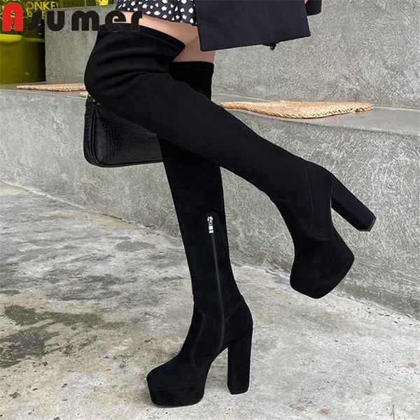 boots asumer 2021 est super high heel platform shoes women over the knee suede leather zip slim stretch woman1, Black
boots asumer 2021 est super high heel platform shoes women over the knee suede leather zip slim stretch woman1, Black