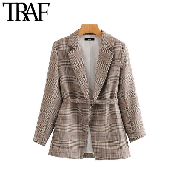 traf women vintage stylish office wear plaid blazer coat fashion long sleeve with belt female outerwear chic 201114, White;black
traf women vintage stylish office wear plaid blazer coat fashion long sleeve with belt female outerwear chic 201114, White;black