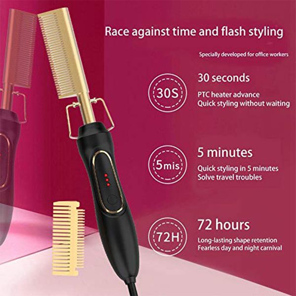comb hair straightener flat irons straightening brush heating comb hair curler comb beard straightener for women and men, Black
comb hair straightener flat irons straightening brush heating comb hair curler comb beard straightener for women and men, Black