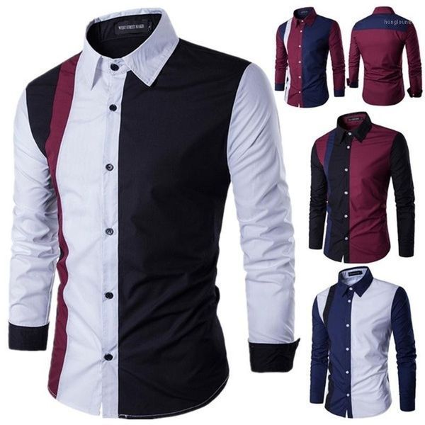 zogaa men dress shirts 2019 men's fashion patchwork long sleeve turn-down collar casual shirts slim fit business dress1, White;black 
zogaa men dress shirts 2019 men's fashion patchwork long sleeve turn-down collar casual shirts slim fit business dress1, White;black