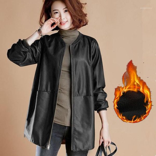 women pu leather zipper jacket long sleeve casual round neck motorcycle coat 2019 winter spring new fashion outwear clothes1, Black
women pu leather zipper jacket long sleeve casual round neck motorcycle coat 2019 winter spring new fashion outwear clothes1, Black