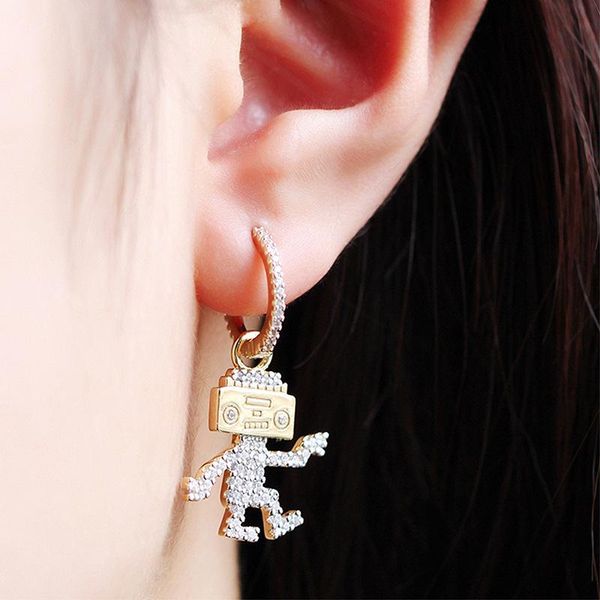hoop & huggie luxury zircon small earrings creative design robot europe famous gifts for women brand personality hipster jewelry cel851, Golden;silver
hoop & huggie luxury zircon small earrings creative design robot europe famous gifts for women brand personality hipster jewelry cel851, Golden;silver