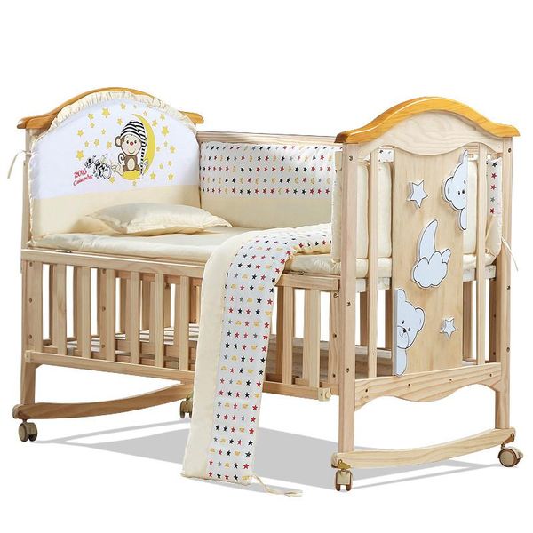 european style environmental baby bed multifunctional baby crib solid wood cradle rolling playpen crib for newborn
european style environmental baby bed multifunctional baby crib solid wood cradle rolling playpen crib for newborn