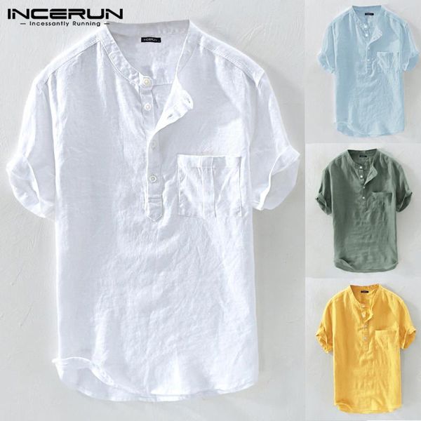 summer casual men brand shirt stand collar solid color vintage cotton blouse short sleeve shirts harajuku camisas hombre incerun, White;black
summer casual men brand shirt stand collar solid color vintage cotton blouse short sleeve shirts harajuku camisas hombre incerun, White;black