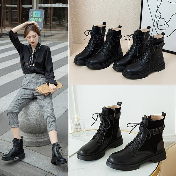 boots women round toe ankle for short plush winter shoes botas mujer, Black