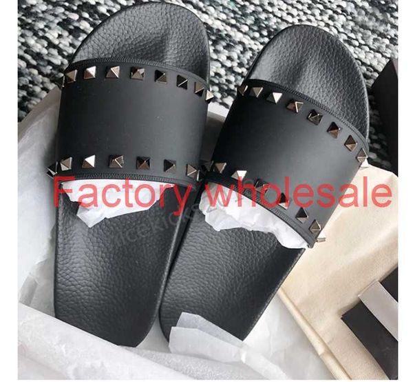men women slippers with box ladies beach slipper tide male rivet stud slippers non-slip leather mens casual spikes shoes, Black
men women slippers with box ladies beach slipper tide male rivet stud slippers non-slip leather mens casual spikes shoes, Black
