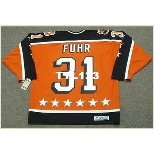 121 #31 grant fuhr 1984 campbell "all star" ccm vintage home hockey jersey or custom any name or number retro jersey, Black
121 #31 grant fuhr 1984 campbell "all star" ccm vintage home hockey jersey or custom any name or number retro jersey, Black
