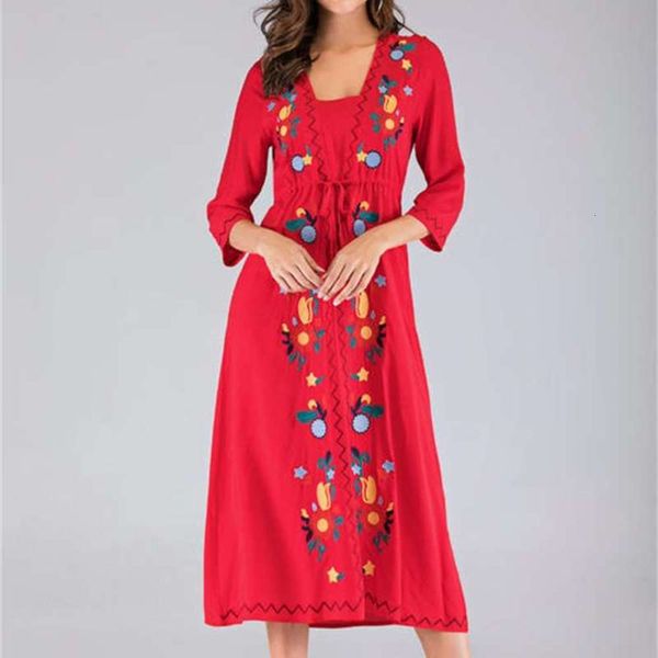 national style heavy industry embroidery new flower deep v-neck loose half sleeve dress, Black;gray
national style heavy industry embroidery new flower deep v-neck loose half sleeve dress, Black;gray