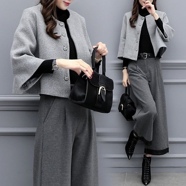 2020 new women's wear autumn and winter large two piece trousers woolen short coat wide leg pants short coat wide leg pants casual fash, Gray
2020 new women's wear autumn and winter large two piece trousers woolen short coat wide leg pants short coat wide leg pants casual fash, Gray