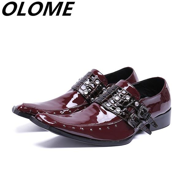 sapato social masculino black red patent leather men formal shoes pointed toe rivets buckle strap dress wedding office oxford
sapato social masculino black red patent leather men formal shoes pointed toe rivets buckle strap dress wedding office oxford