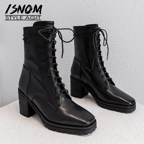 boots isnom motorcycle women cow leather ankle boot woman high heels shoes female square toe cross tied ladies winter, Black
boots isnom motorcycle women cow leather ankle boot woman high heels shoes female square toe cross tied ladies winter, Black