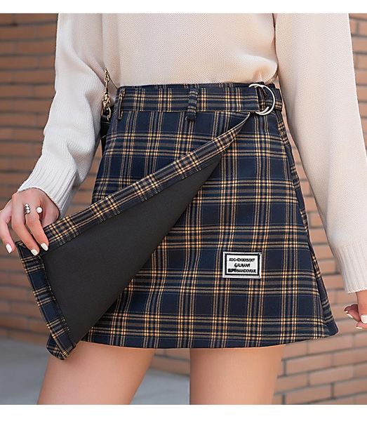 casual skirt for women 2020 autumn korean style vintage plaid high waist belt asymmetrical a line short skirt b222, Black
casual skirt for women 2020 autumn korean style vintage plaid high waist belt asymmetrical a line short skirt b222, Black