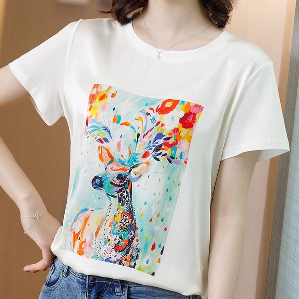 printed t-shirt t-shirt silk women's summer 2020 new loose short sleeve round neck cotton stitched mulberry silk women's mog7u mog, White
printed t-shirt t-shirt silk women's summer 2020 new loose short sleeve round neck cotton stitched mulberry silk women's mog7u mog, White