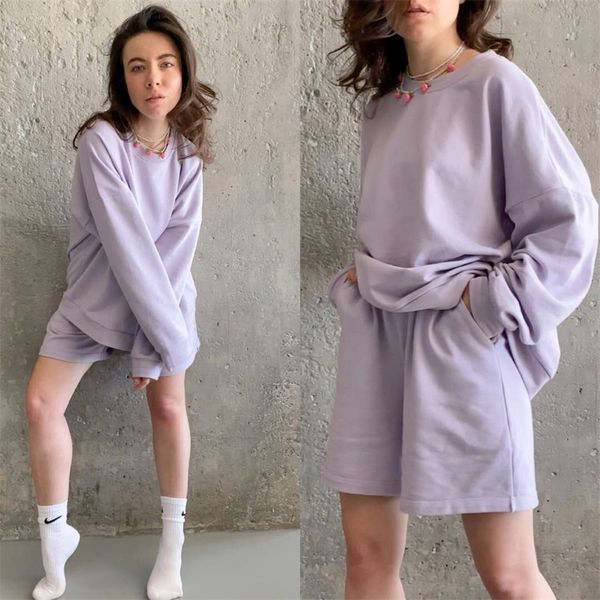 womens tracksuits 2 piece set summmer autumn oversize sweatshirt + sporting shorts sweat set two piece outfit solid color sets 201104, Gray
womens tracksuits 2 piece set summmer autumn oversize sweatshirt + sporting shorts sweat set two piece outfit solid color sets 201104, Gray