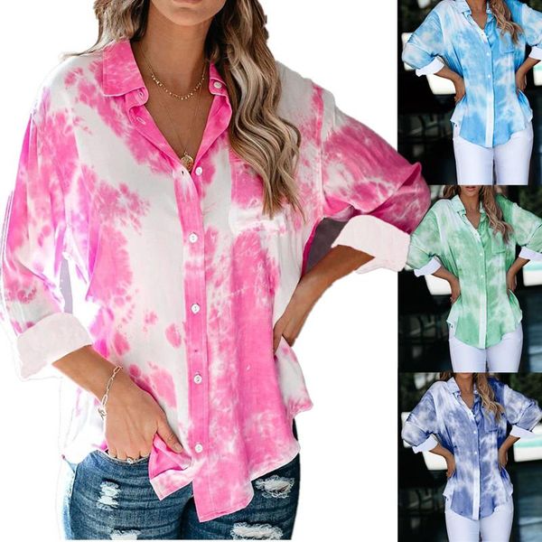 women's blouses & shirts autumn office shirt 2021 fashion tie dye print lapel long sleeve button gradient casual irregular women blouse, White
women's blouses & shirts autumn office shirt 2021 fashion tie dye print lapel long sleeve button gradient casual irregular women blouse, White