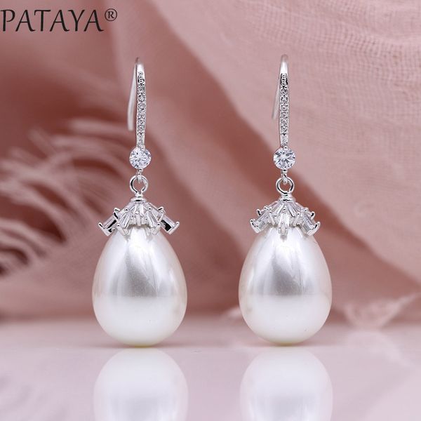 pataya new oval shell pearls long earrings 585 rose gold square natural zircon women luxury fine wedding party fashion jewelry, Golden;silver
pataya new oval shell pearls long earrings 585 rose gold square natural zircon women luxury fine wedding party fashion jewelry, Golden;silver
