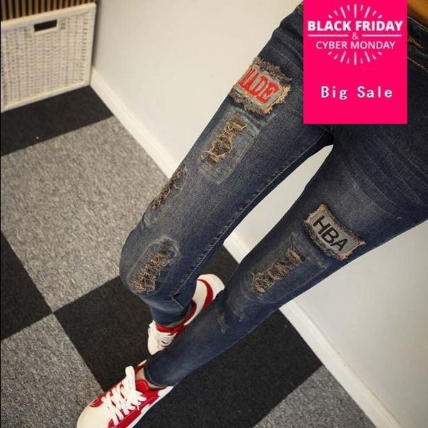 women's jeans 2021 frayed hole pants korean female feet slim was thin pencil stick drill womens ripped 397, Blue
women's jeans 2021 frayed hole pants korean female feet slim was thin pencil stick drill womens ripped 397, Blue