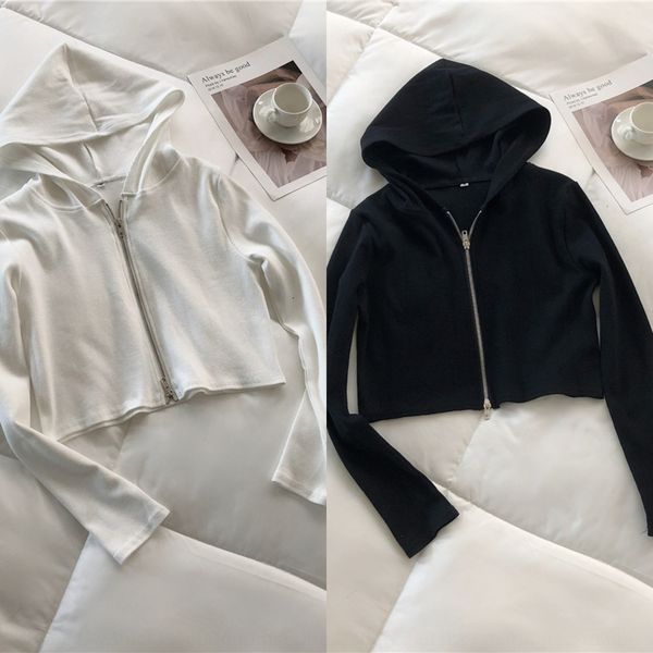 autumn 2020 short zipper hooded knitted cardigan women's high waisted slim double zipper hooded long sleeve coat dmffr, White;black
autumn 2020 short zipper hooded knitted cardigan women's high waisted slim double zipper hooded long sleeve coat dmffr, White;black