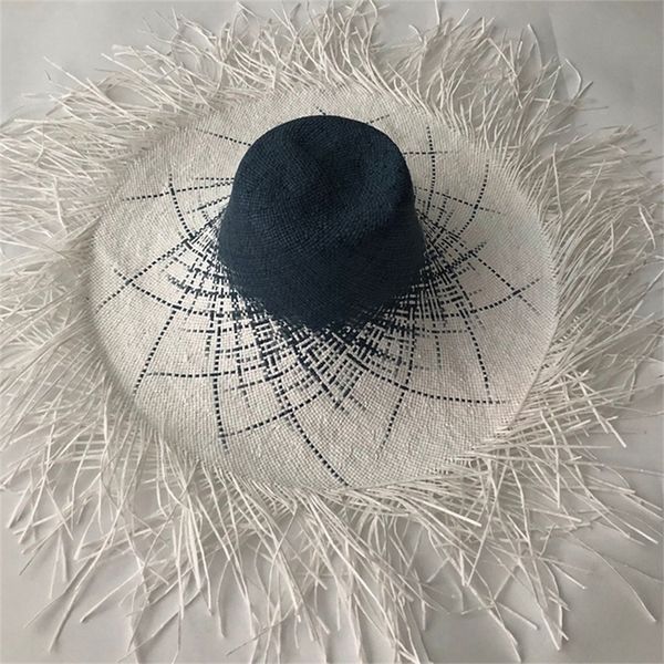 lvtzj new round raffia wide brim straw hats summer sun hats for women with leisure beach hats lady flat gorras y200714, Blue;gray
lvtzj new round raffia wide brim straw hats summer sun hats for women with leisure beach hats lady flat gorras y200714, Blue;gray