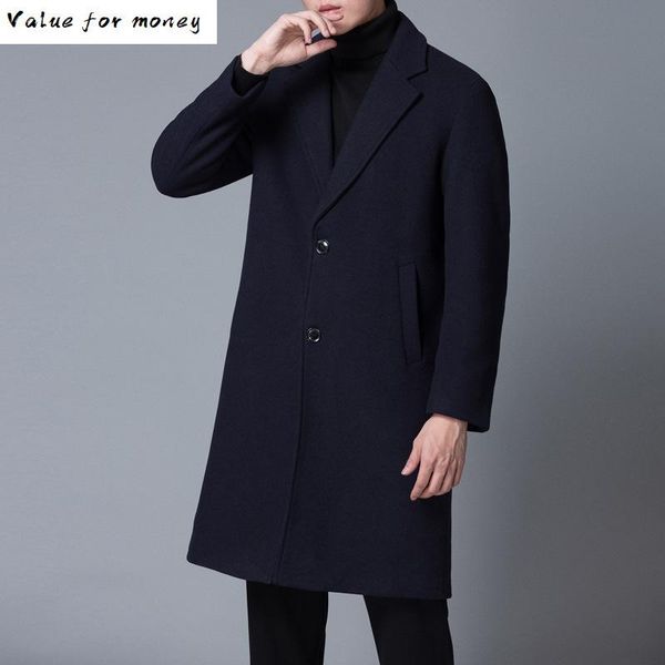 coat woollen winter new korean men's casual medium long coat slim solid color suit windbreaker man, Black
coat woollen winter new korean men's casual medium long coat slim solid color suit windbreaker man, Black